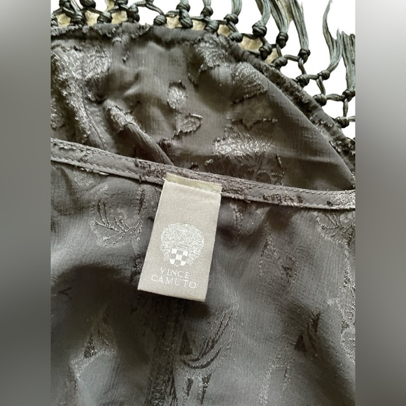 Vince Camuto black floral fringed short kimono shrug jacket, one size, bohemian - Picture 4 of 6